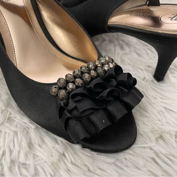 MOOTSIES TOOTSIES Mogiver Peep Toe Embellished Black Slingback Sandals size 9 M - Picture 3 of 8